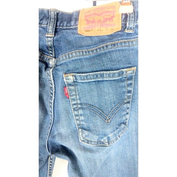 Kids 505 Levi's slim fit destroyed blue denim jeans - Picture 4 of 6